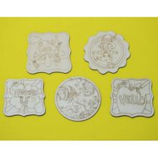나무 컵받침(밑그림) 5종혼합 두께 0.3cm 크기10.5cm(원형기준)