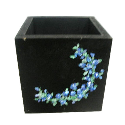 정사각 연필통 검정색 자개 반제품 가로10cm 세로10cm 높이10cm