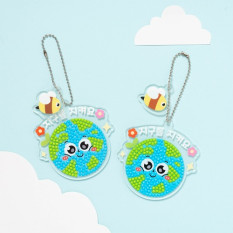 민화샵 지구 보석십자수 키링