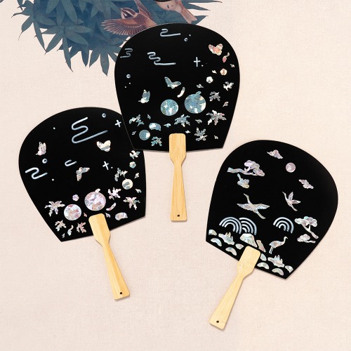 민화샵[전통] 나전 칠기 부채 만들기 일반형 (수박, 학)
